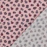 DOUBLE GAZE DE COTON FLEURS VIEUX ROSE (thumbnail) #4