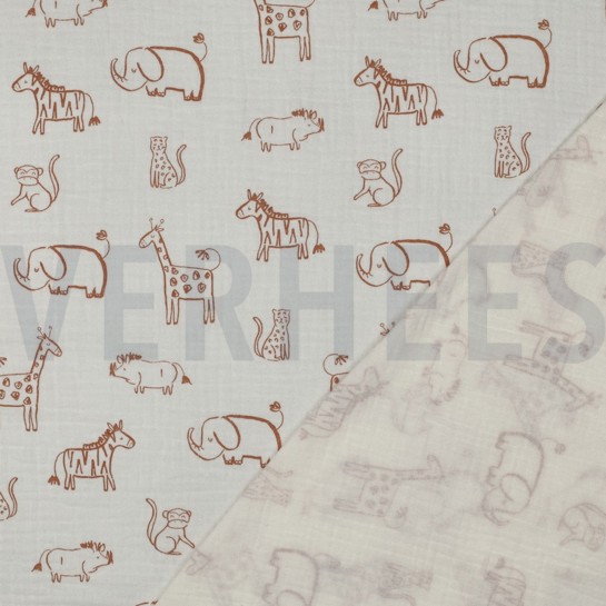 MUSSELIN SAFARI TIERE GEBROCHEN WEISS #7