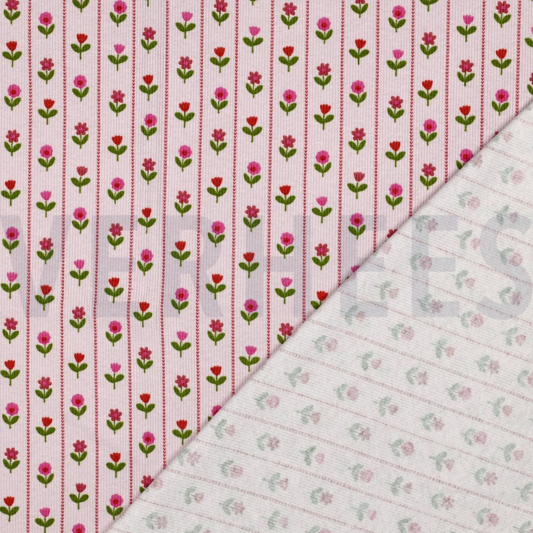 RIB JERSEY FLOWERS LIGHT PINK #7
