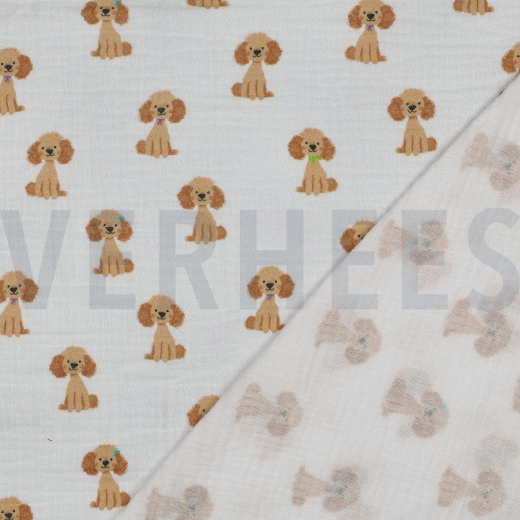 DOUBLE GAZE DE COTON CHIENS BLANC #7
