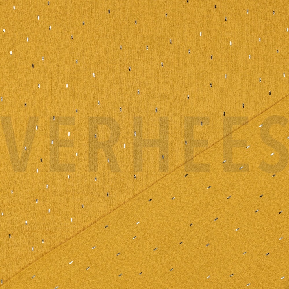 DOUBLE GAUZE FOIL STRIPES OCHRE/GOLD #7