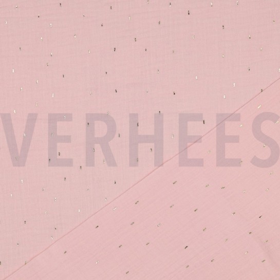 DOUBLE GAUZE FOLIE STREPEN LICHTROZE/GOUD #7