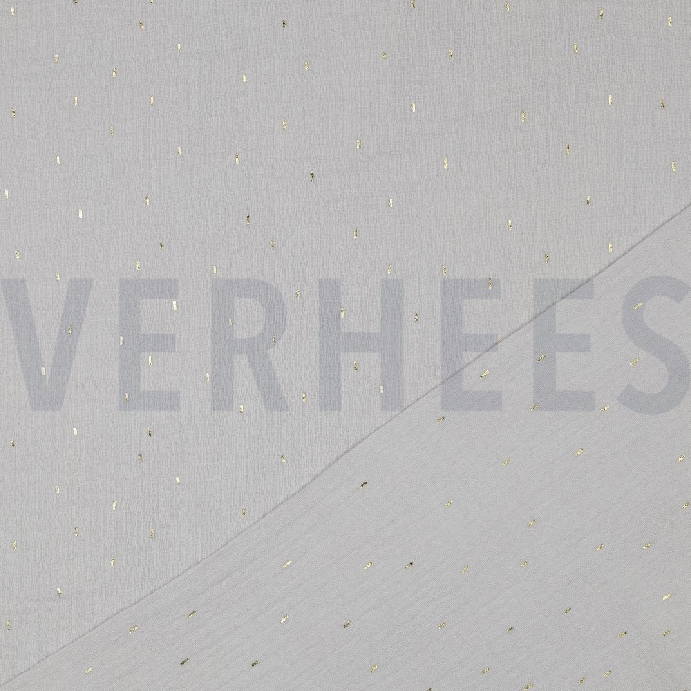 DOUBLE GAUZE FOIL STRIPES LIGHT GREY/GOLD #7