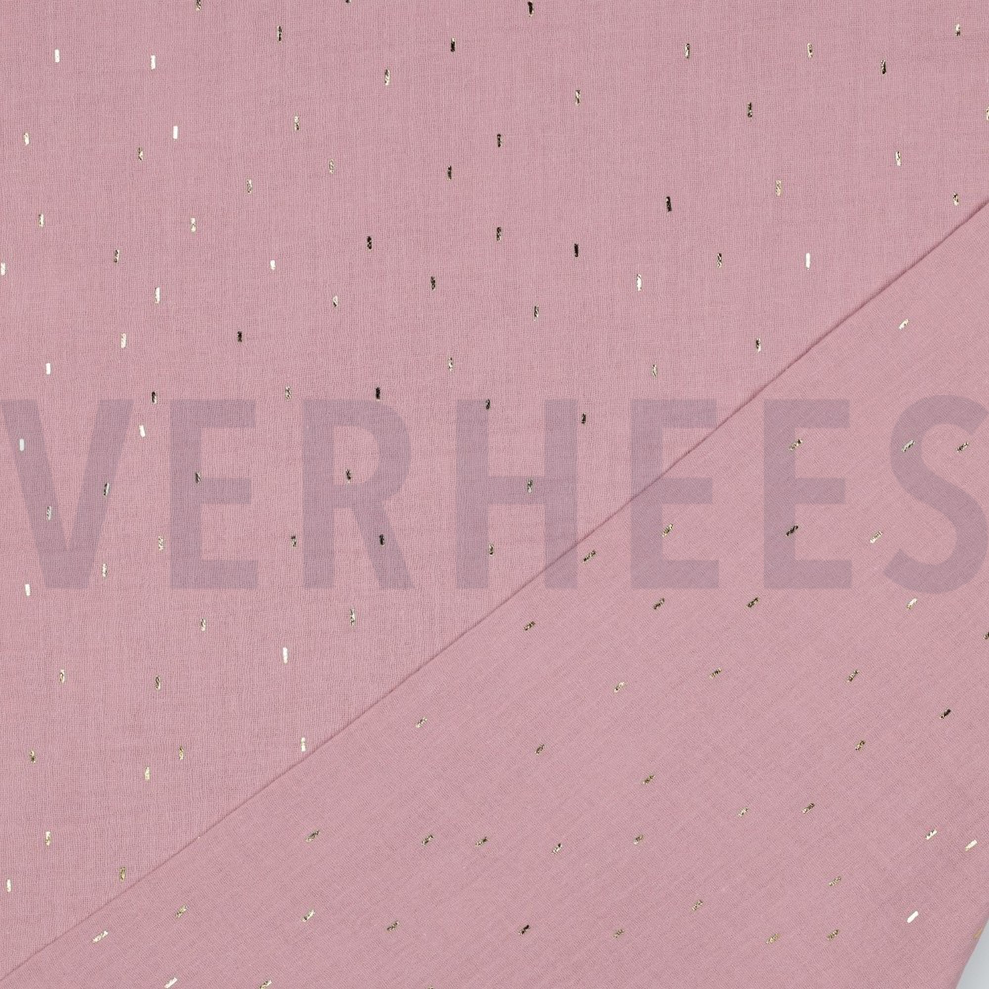 DOUBLE GAUZE FOLIE STREPEN OUDROZE/GOUD (high resolution) #4