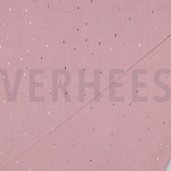 DOUBLE GAUZE FOLIE STREPEN OUDROZE/GOUD #7