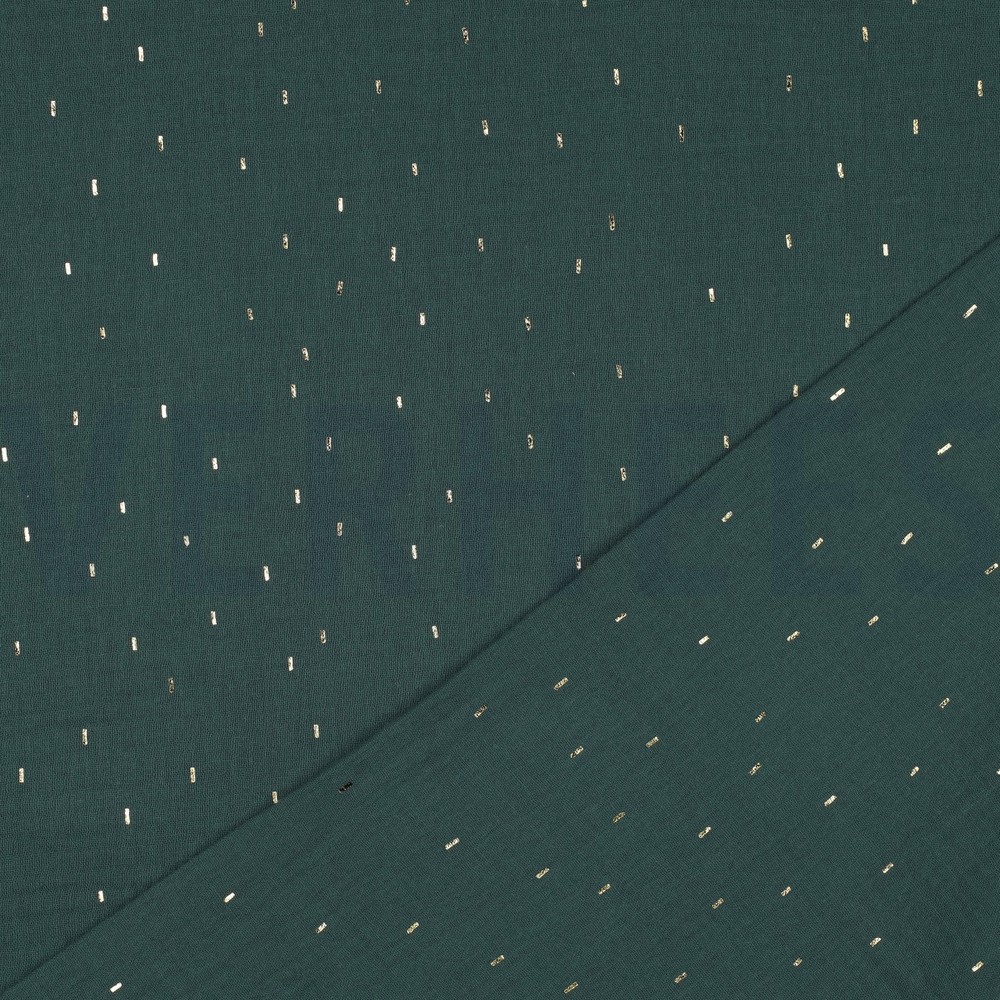 DOUBLE GAUZE FOIL STRIPES DARK GREEN/GOLD #7