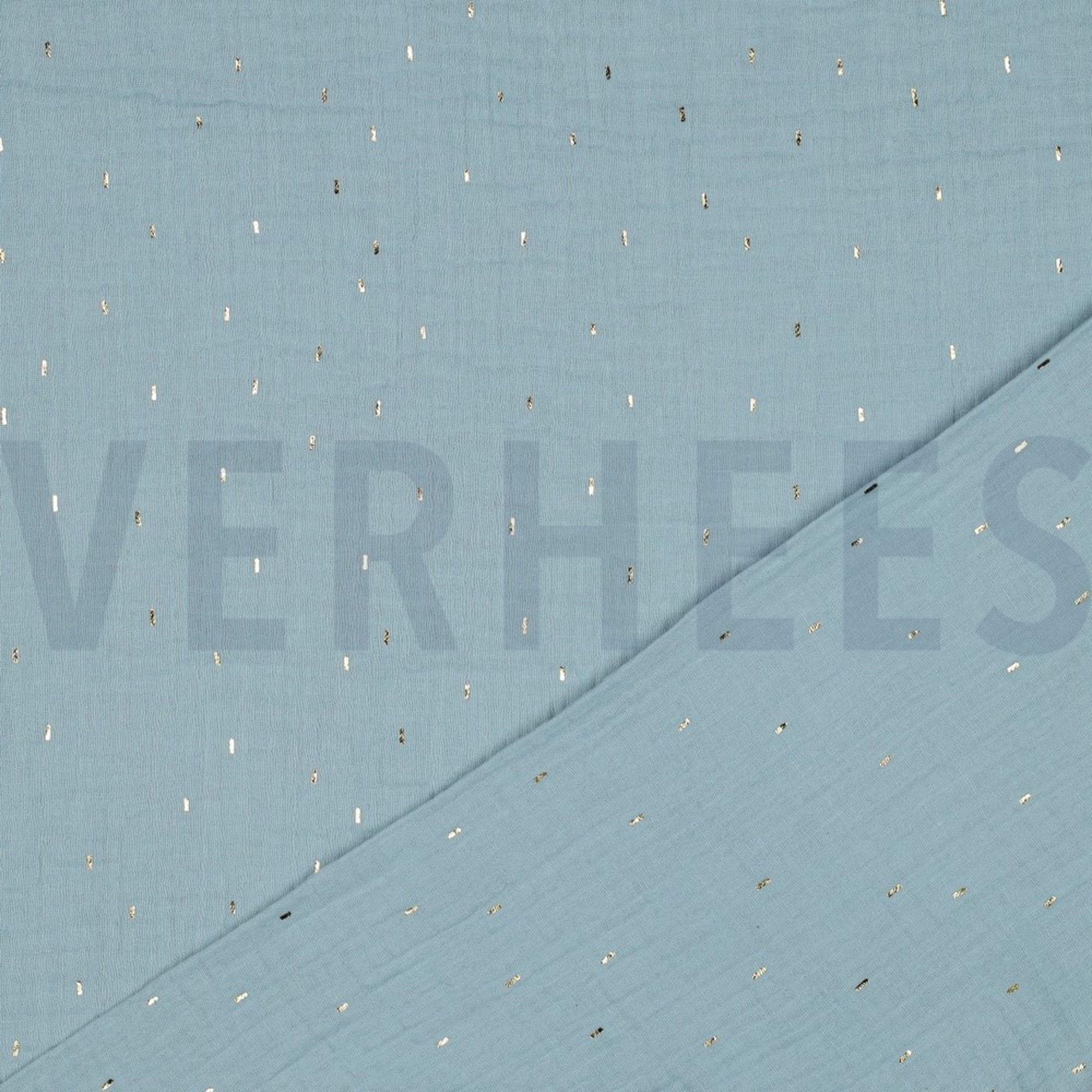 DOUBLE GAUZE FOIL STRIPES CYAN/GOLD (high resolution) #4