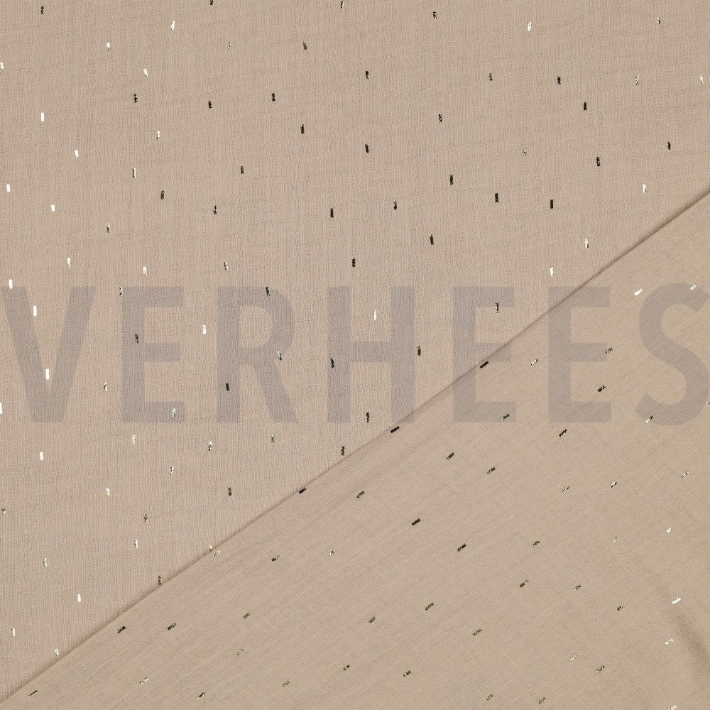 DOUBLE GAUZE FOIL STRIPES BEIGE/GOLD #7