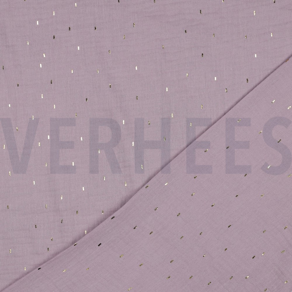 DOUBLE GAUZE FOIL STRIPES LILAC/GOLD #7