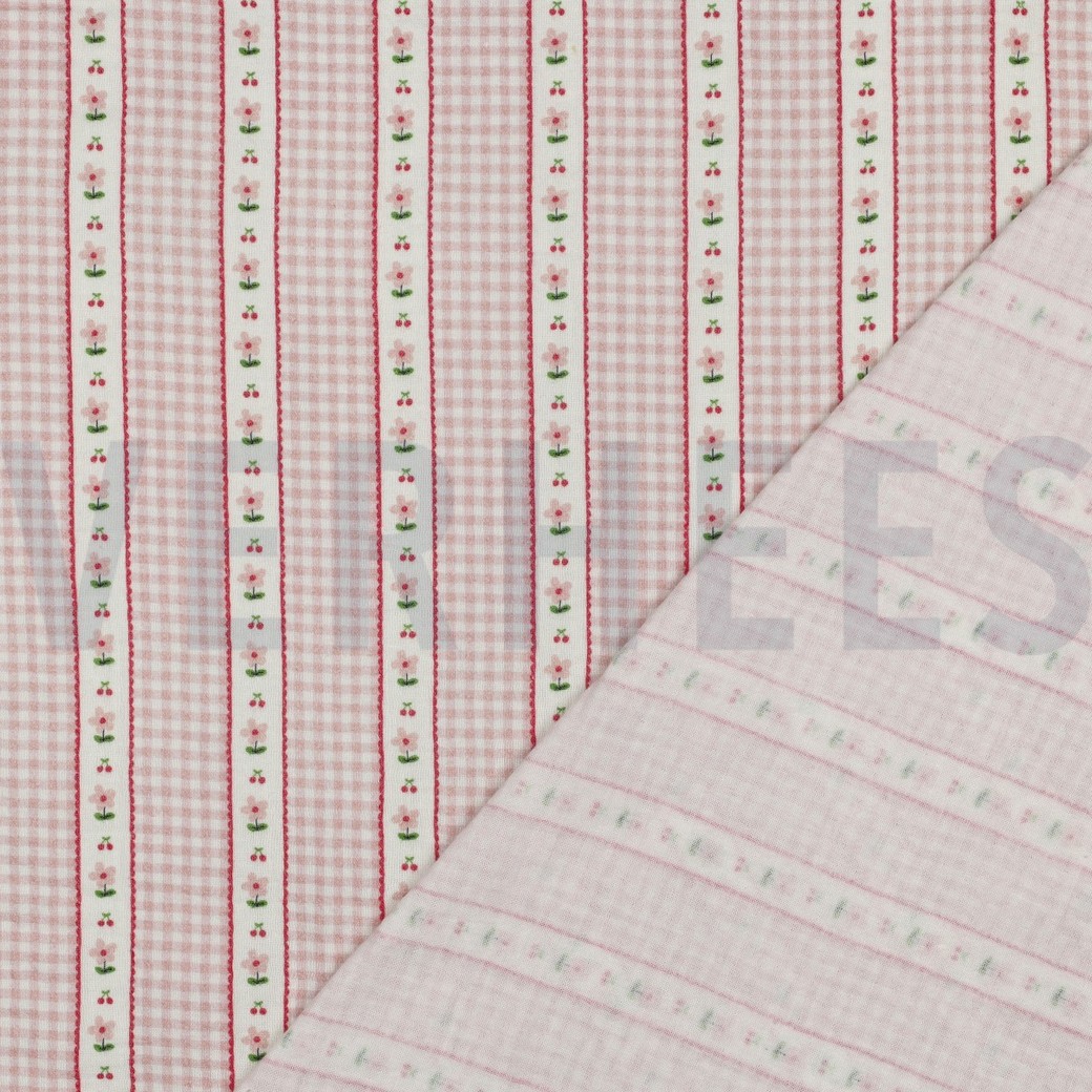 DOUBLE GAUZE DIGITAL CHECKS PINK #7