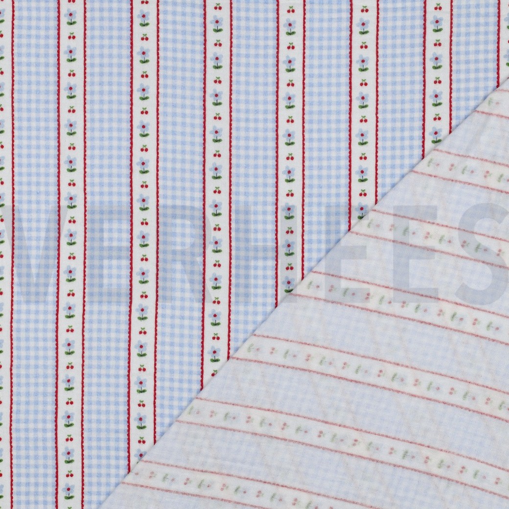 DOUBLE GAUZE DIGITAL CHECKS BLUE #7