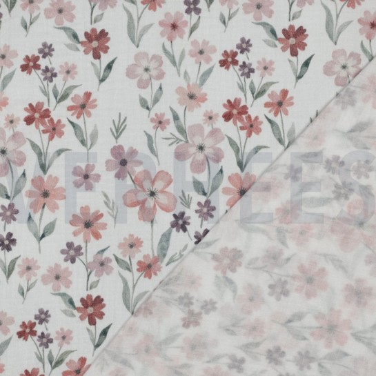 MUSSELIN DIGITAL BLUMEN WEISS #7