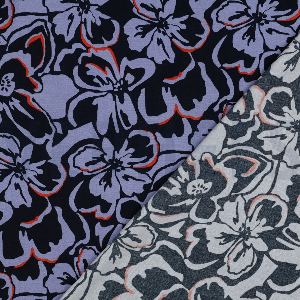LENZING™ ECOVERO™ BLUMEN MARINEBLAU #7