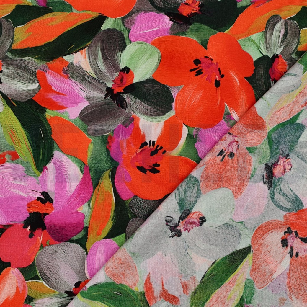LENZING™ ECOVERO™ DIGITAAL BLOEMEN MULTI #7