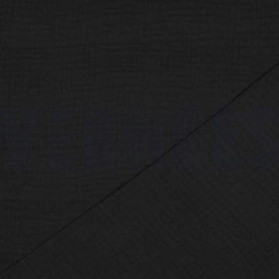 BAUMWOLLE MUSSELIN DREILAGIG GOTS SCHWARZ #7