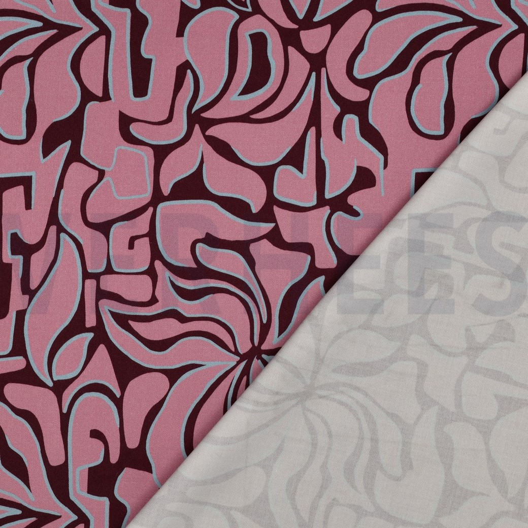 VISKOSE ROSELLA STRETCH ABSTRACT BORDEAUXROT #7