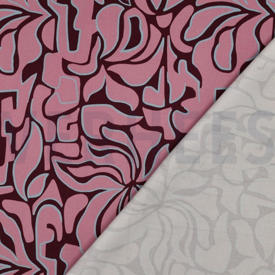 VISKOSE ROSELLA STRETCH ABSTRACT BORDEAUXROT #7