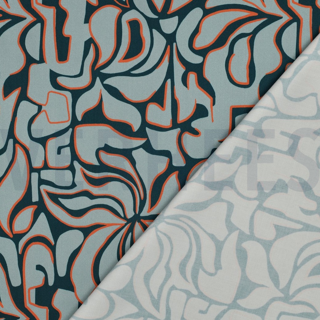 VISKOSE ROSELLA STRETCH ABSTRACT PETROL #7
