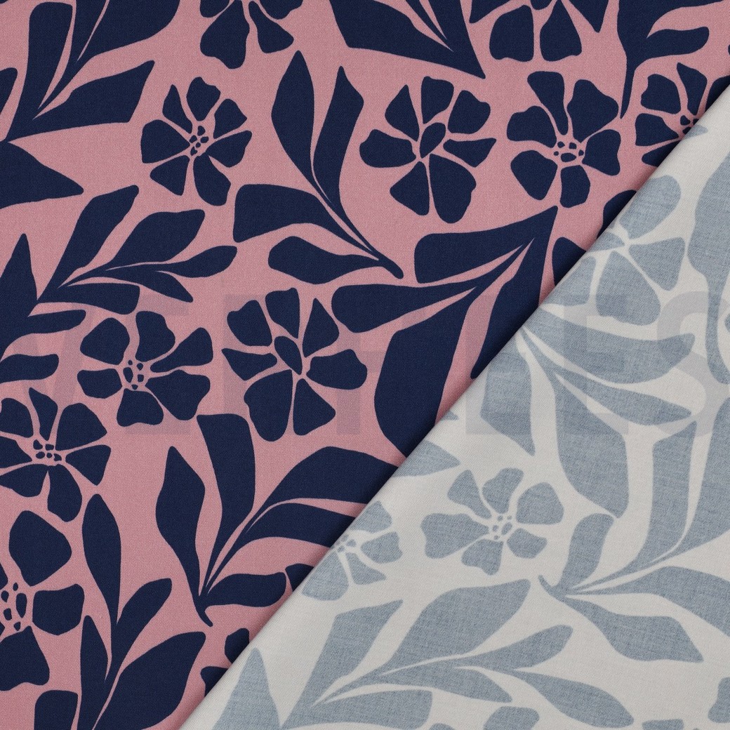 VISCOSE ROSELLA STRETCH FLEURS MAUVE #7