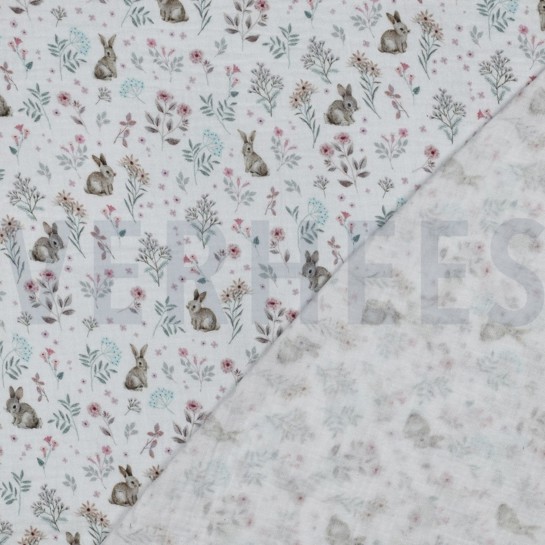 MUSSELIN GOTS DIGITAL WALDTIERE WEISS #7