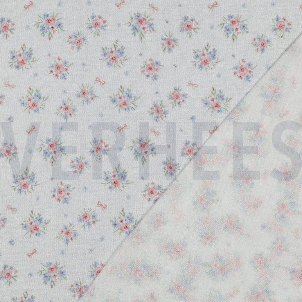 DOUBLE GAUZE GOTS DIGITAAL BLOEMEN WIT #7
