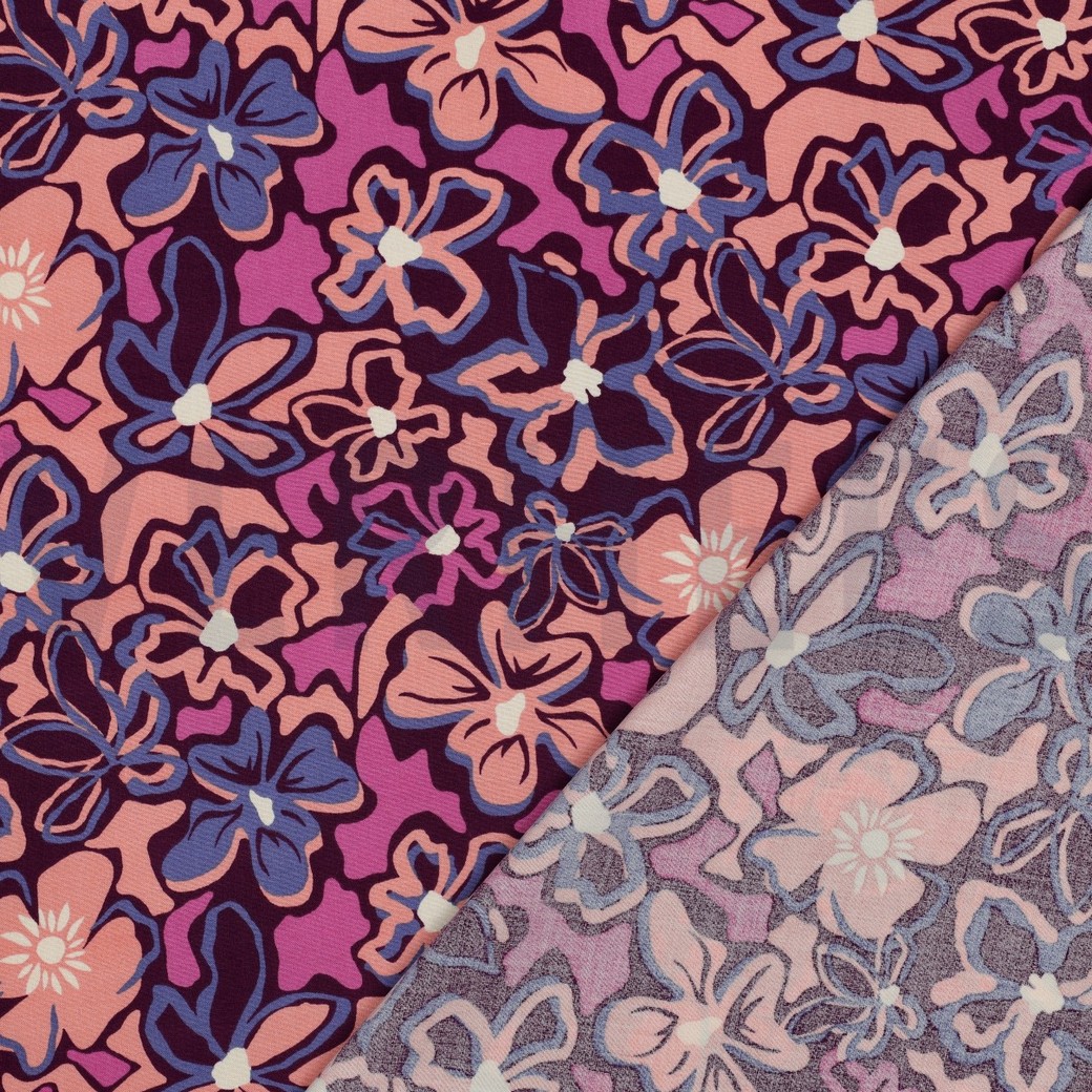 VISKOSE STRETCH BLUMEN LILA/VIOLETT #7