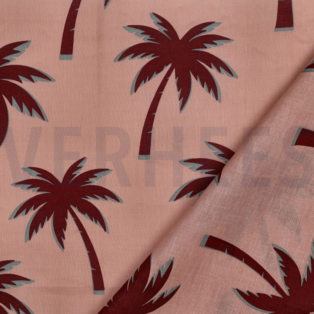 BAUMWOLLE VOILE PALMEN MAUVE #7