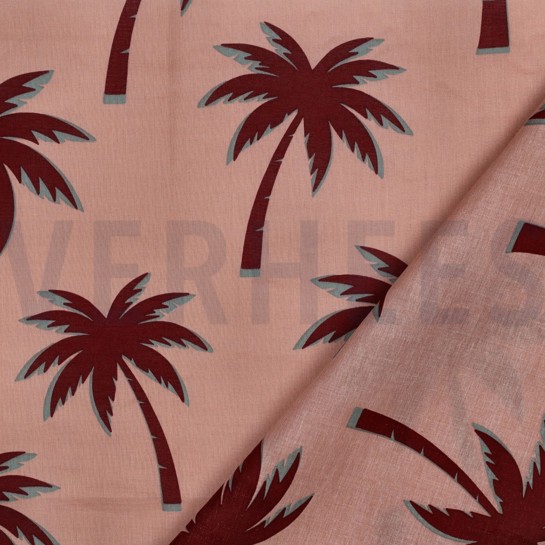 BAUMWOLLE VOILE PALMEN MAUVE #7