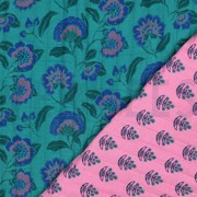 MUSSELIN GESTEPPT BLUMEN PETROL (thumbnail) #4