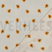 DOUBLE GAUZE EMBROIDERY SUNFLOWERS NATURAL (thumbnail) #4