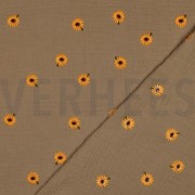 MUSSELIN STICKEREI SONNENBLUMEN BEIGE (thumbnail) #4