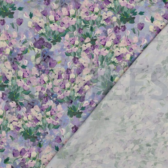 VISKOSE SATIN DIGITAL BLUMEN GRÜN #7