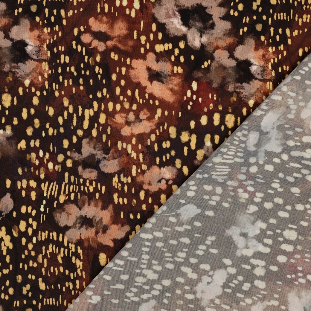 VISCOSE SATIN DIGITAL ABSTRACT BRUN #7