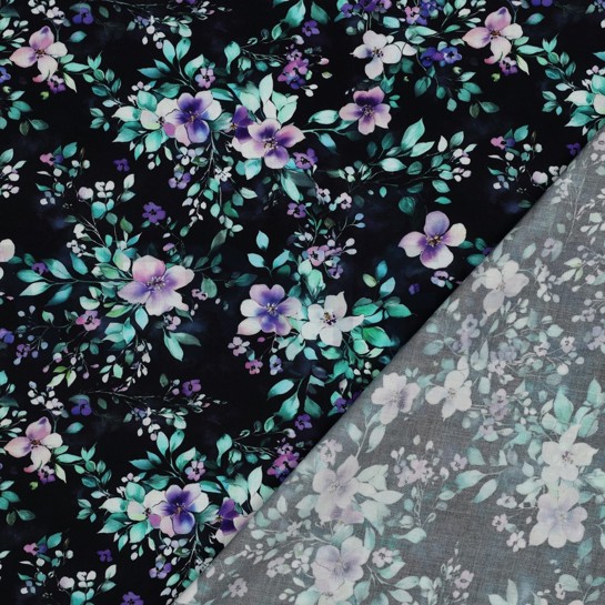 VISKOSE RADIANCE DIGITAL BLUMEN SCHWARZ #7