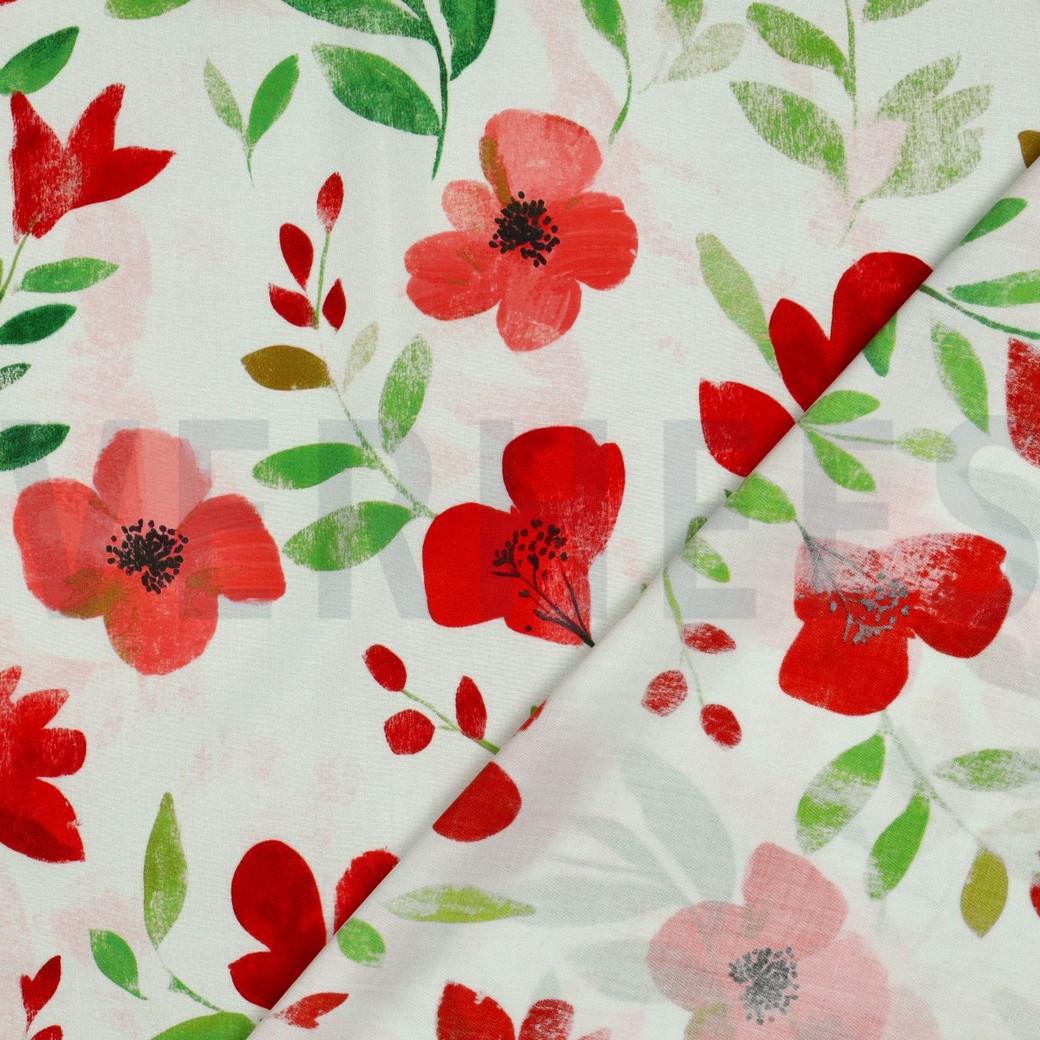 VISCOSE RADIANCE DIGITAAL BLOEMEN ROOD #7