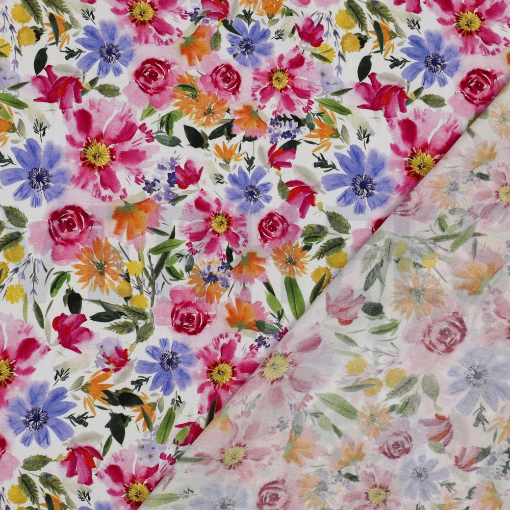VISCOSE RADIANCE DIGITAAL BLOEMEN ROZE #7