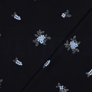 BAUMWOLLE VOILE STICKEREI BLUMEN MARINEBLAU (thumbnail) #4