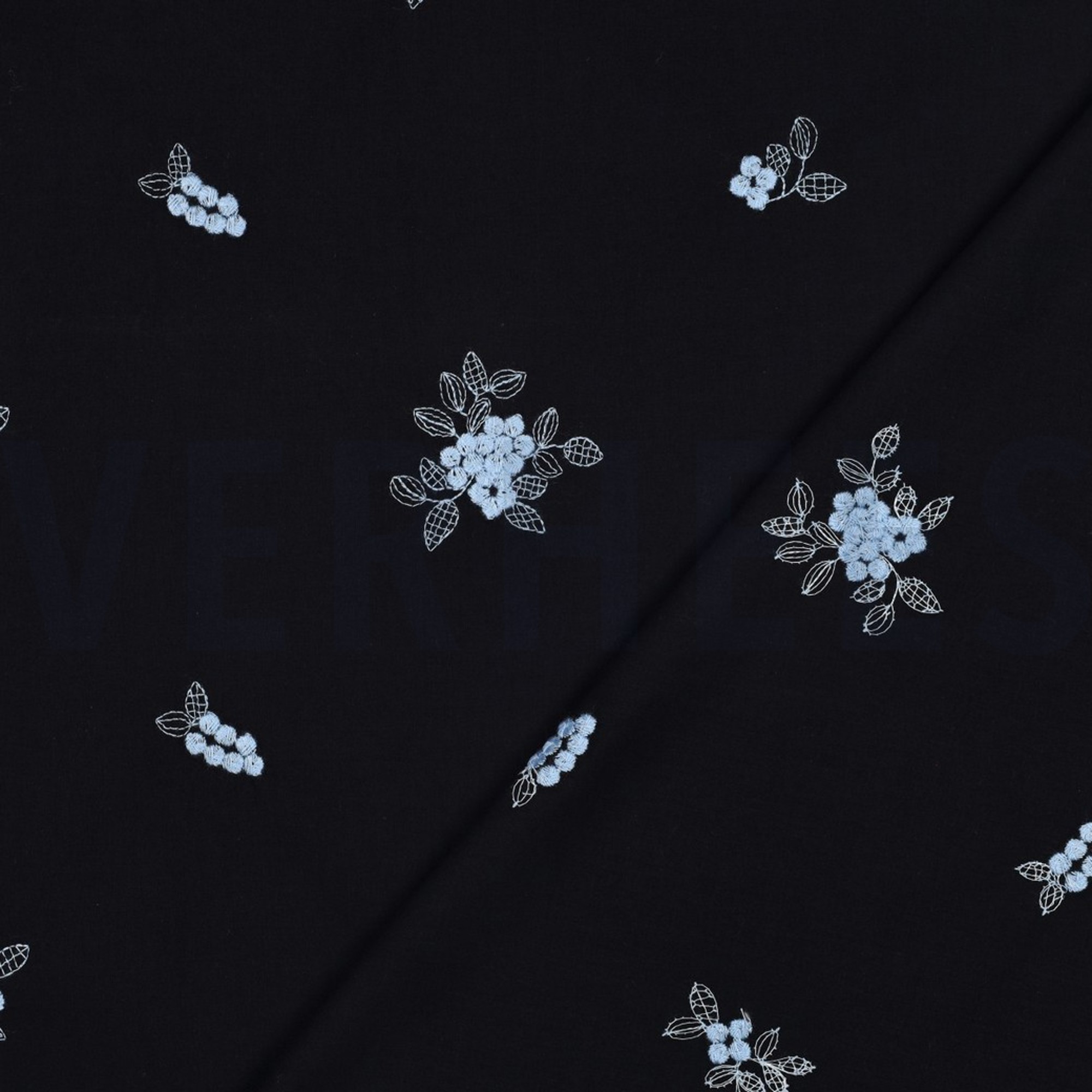 BAUMWOLLE VOILE STICKEREI BLUMEN MARINEBLAU (high resolution) #4