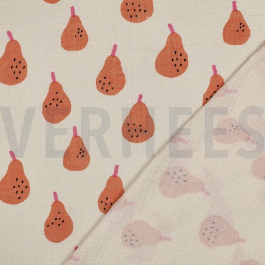 DOUBLE GAUZE GOTS PEREN JENNIFER BOURON NATUREL/PERZIK #7