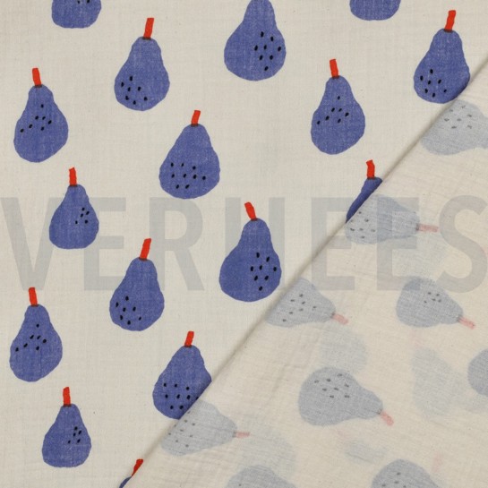 DOUBLE GAUZE GOTS PEREN JENNIFER BOURON NATUREL/BLAUW #7