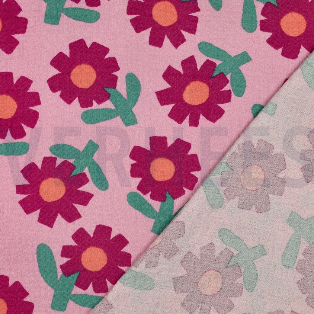 MUSSELIN GOTS BLUMEN JENNIFER BOURON ROSA #7