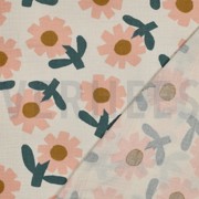 DOUBLE GAUZE GOTS FLOWERS JENNIFER BOURON NATURAL/PEACH (thumbnail) #4