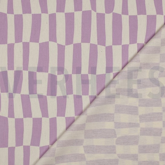 BAUMWOLLE POPELINE GOTS KAROS JENNIFER BOURON NATUR/LAVENDEL #7