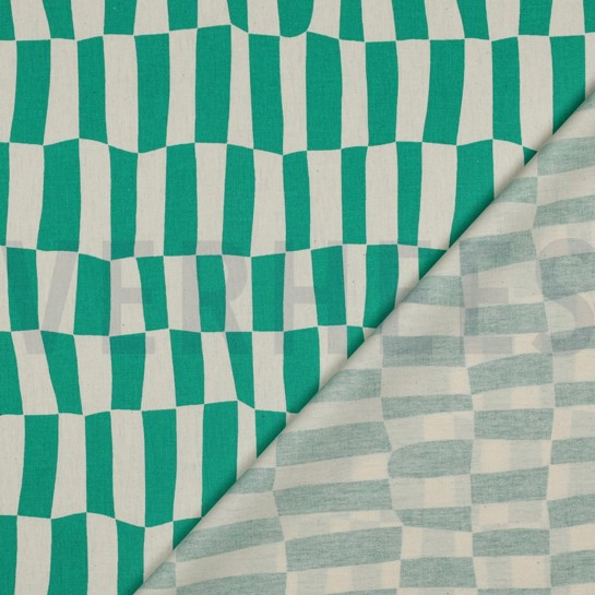 KATOENEN POPLIN GOTS RUITEN JENNIFER BOURON NATUREL/GROEN #7