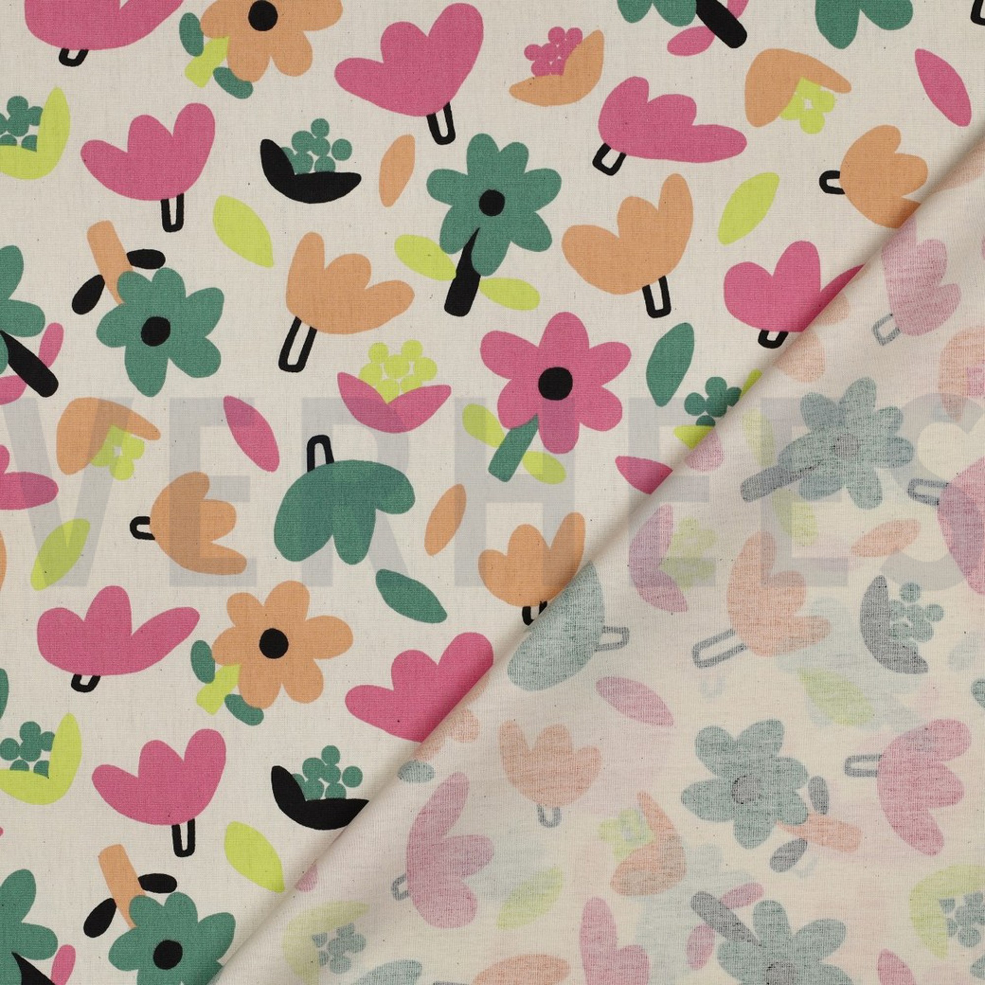 KATOENEN POPLIN GOTS BLOEMEN JENNIFER BOURON NATUREL/GROEN (high resolution) #4