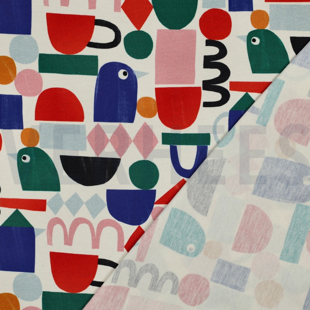 FRENCH TERRY GOTS DIGITAAL GRAFISCHE VORMEN JENNIFER BOURON NATUREL #7