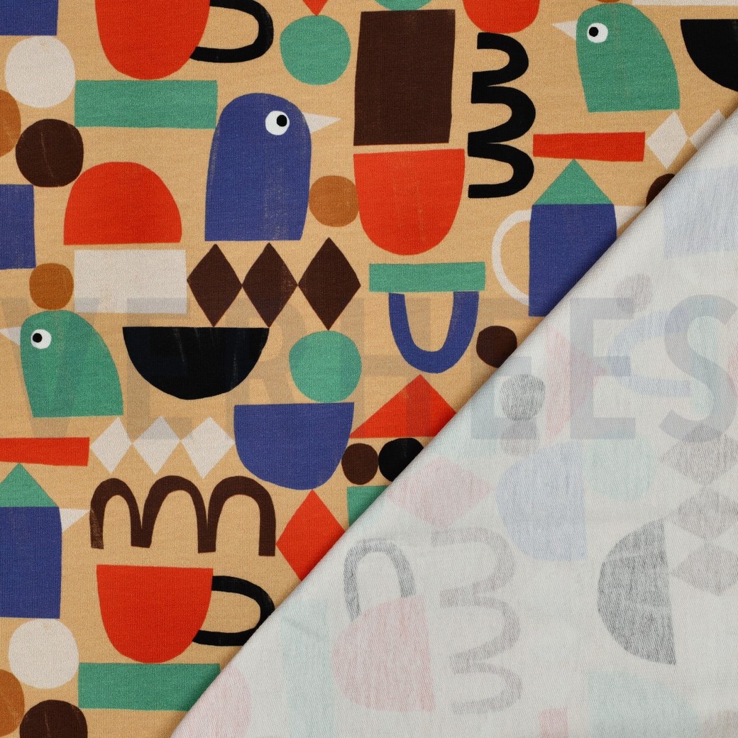 FRENCH TERRY GOTS DIGITAAL GRAFISCHE VORMEN JENNIFER BOURON ZAND #7
