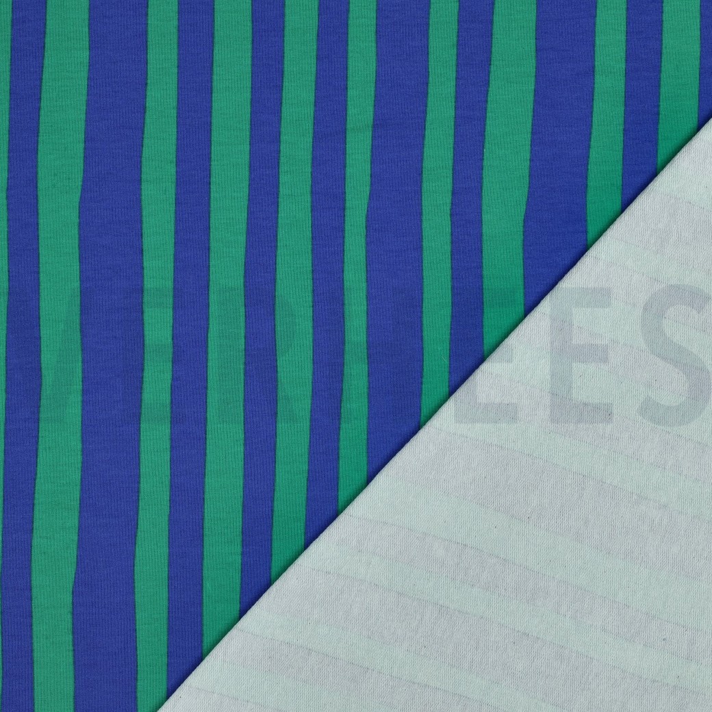 FRENCH TERRY GOTS STRIPES JENNIFER BOURON BLUE/GREEN #7