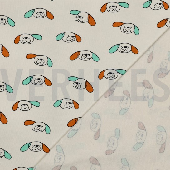 FRENCH TERRY GOTS HUNDE JENNIFER BOURON NATUR/OCKER #7