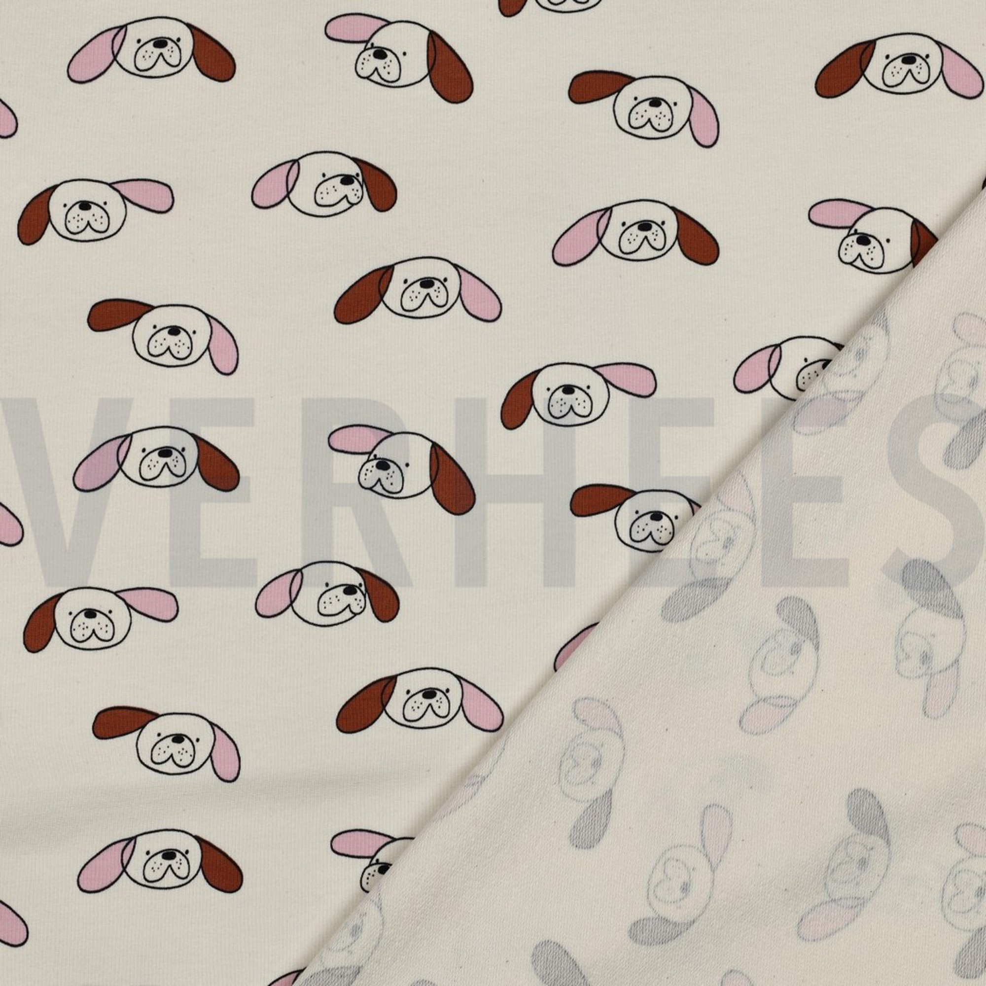 FRENCH TERRY GOTS HUNDE JENNIFER BOURON NATUR/ROSA (high resolution) #4